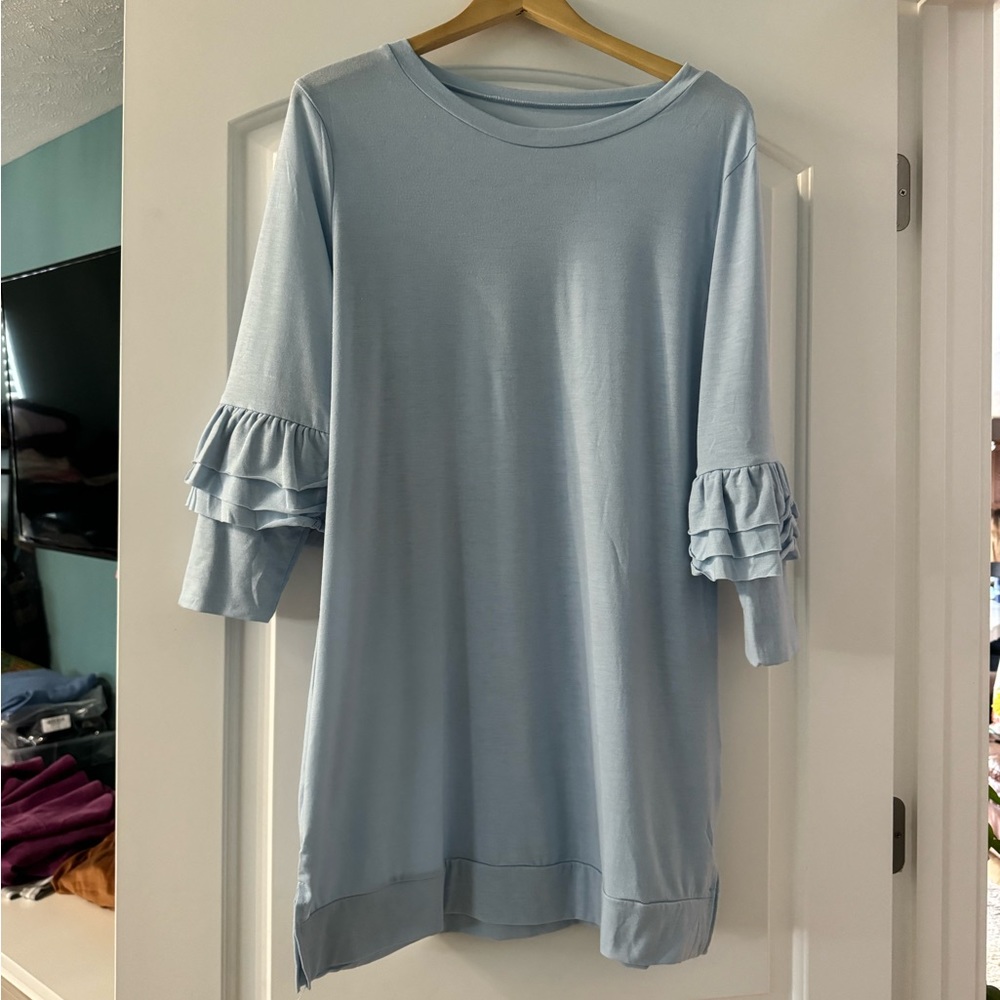 Light Blue cotton 3/4 stretchy dress